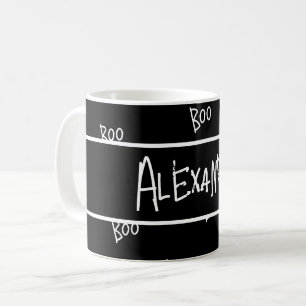 Personalized Halloween boo typography black white Coffee Mug