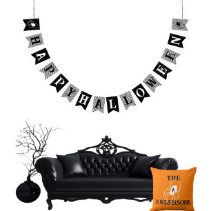 Personalized Halloween for Family Name Black Bunting