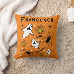 Personalized Halloween Ghosts, Pumpkins and Spider Cushion