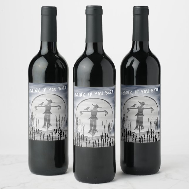 Personalized Halloween Horror Creepy Scarecrow Wine Label (Bottles)