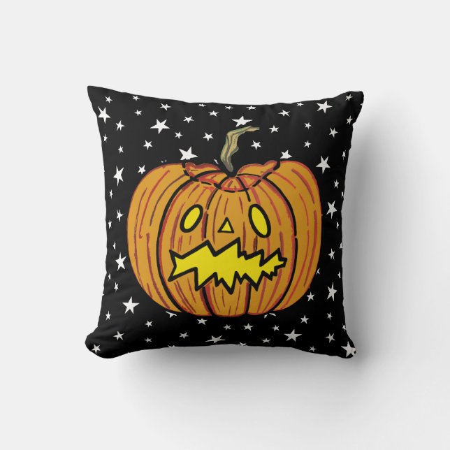 Personalized Halloween Pumpkin Throw Cushion (Front)