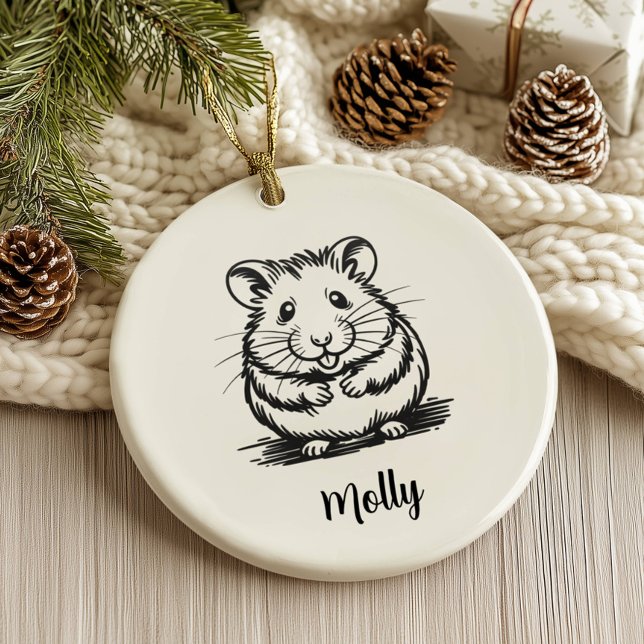 Personalized Hamster Christmas Ceramic Ornament (Creator Uploaded)