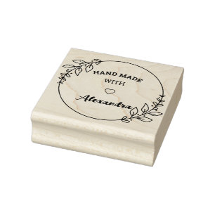 Personalized Hand Made With Love Rubber Stamp