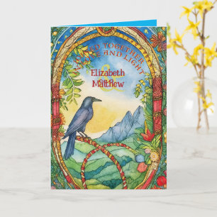 PERSONALIZED HANDFASTING CARD PAGAN CELTIC RAVEN