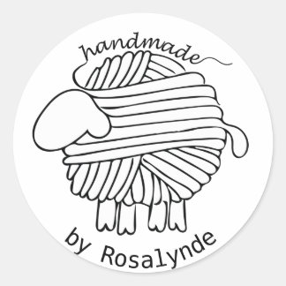 Personalized 'Handmade By' Yarn Sheep Sticker