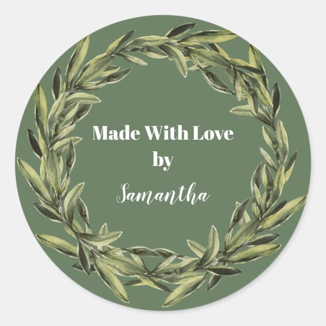 Personalized Handmade Product Flower Wreath Classic Round Sticker (Front)