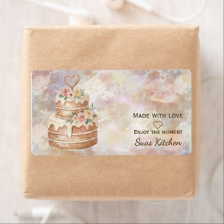 Personalized "Handmade with Love" Pink Beige Cake