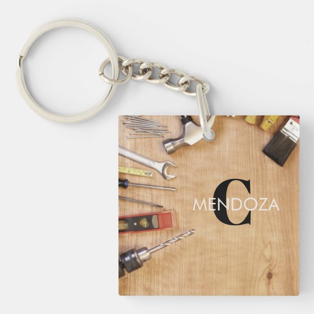 Personalized Handyman Carpenter Custom Name  Key Ring (Front)