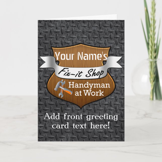 Personalized Handyman Fix-It Custom Name Card (Front)