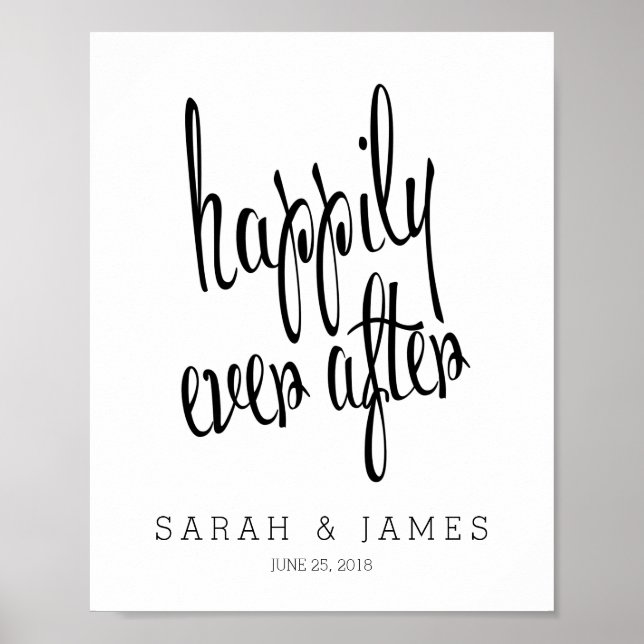 Personalized Happily Ever After Wedding Keepsake Poster (Front)
