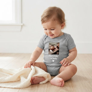 Personalized Happy 1st birthday as my daddy photo Baby Bodysuit