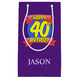 Personalized Happy 40th Birthday Name Small Gift Bag
