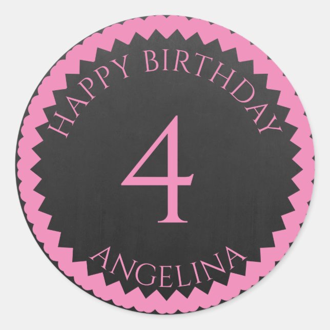 Personalized Happy Birthday add your name age Classic Round Sticker (Front)