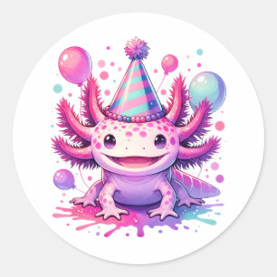 Personalized Happy Birthday Axolotl  Classic Round Sticker