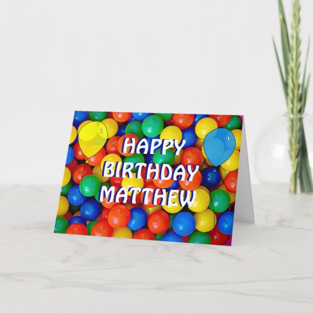 Personalized Happy Birthday Ball Pit Themed Boy's Card (Front)