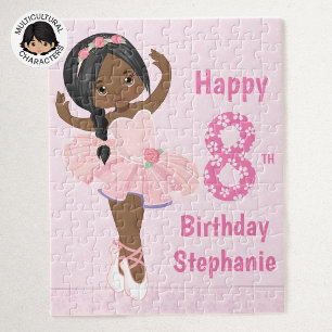 Personalized Happy Birthday Black Ballerina Jigsaw Puzzle