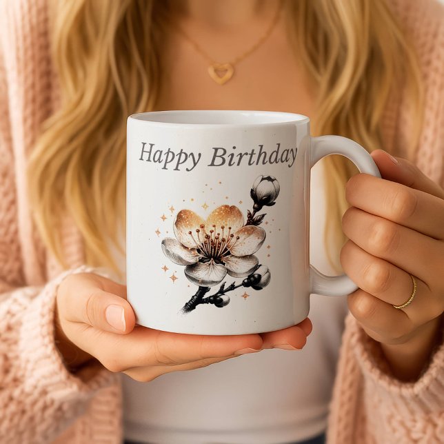 Personalized Happy Birthday Cherry Blossom Mug (Creator Uploaded)