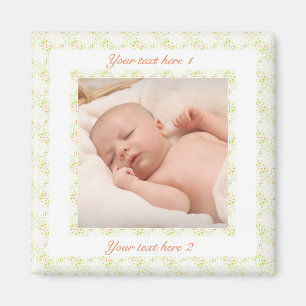 Personalized Happy Birthday Mom Green Photo Gift Magnet