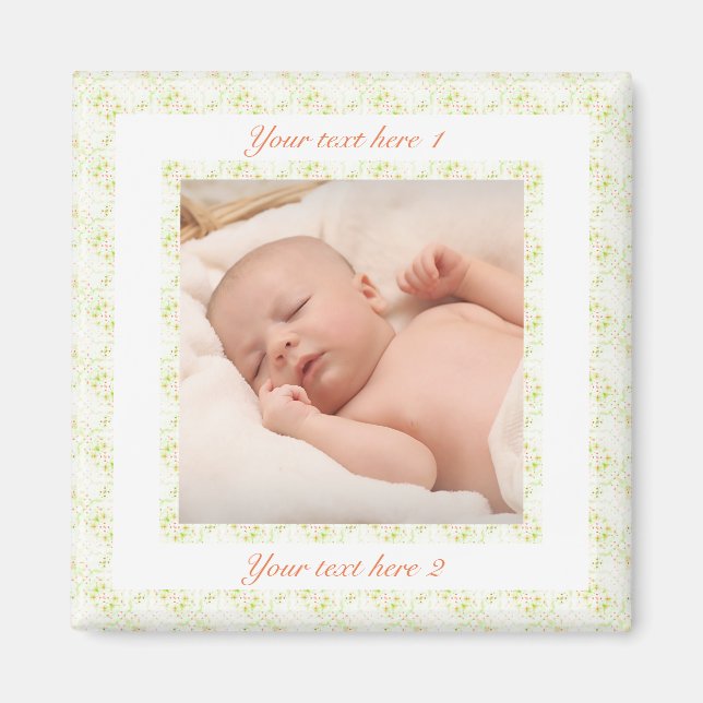 Personalized Happy Birthday Mom Green Photo Gift Magnet (Front)