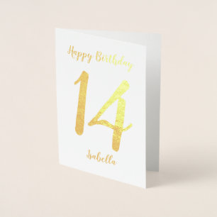 Personalized Happy Birthday Name and Age Gold Foil Card