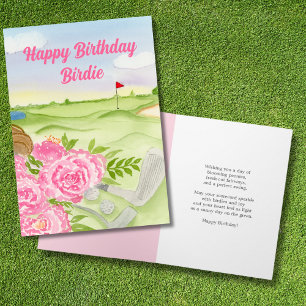 Personalized Happy Birthday Peonies On Golf Course Card