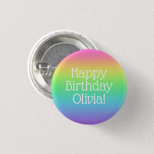 Personalized Happy Birthday Rainbow Button