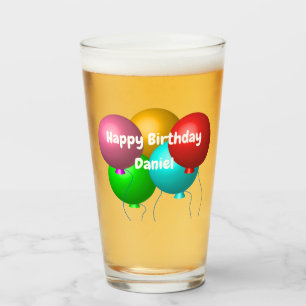 Personalized Happy Birthday Vibes Helium Balloons Glass