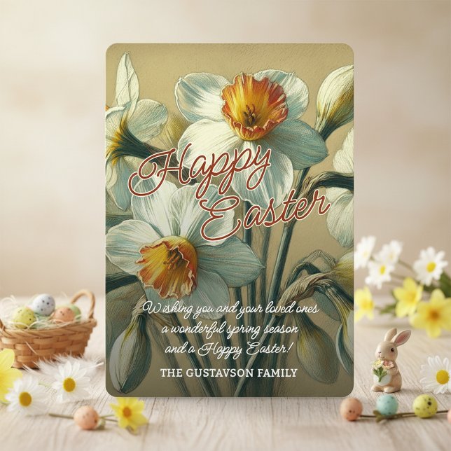 Personalized Happy Easter Daffodil Floral Card (Creator Uploaded)