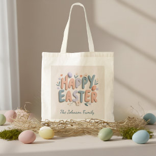 Personalized Happy Easter Family Tote Bag