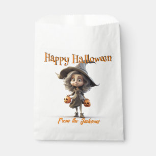 PERSONALIZED Happy Halloween CUTE WITCH ART Favour Bag