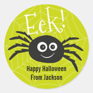 Personalized Happy Hallowen Spider Round Sticker