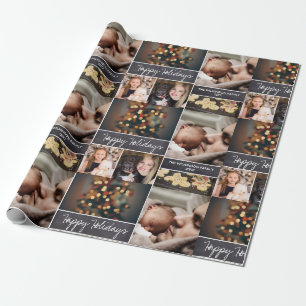 Personalized, Happy Holidays, Chalkboard, Photo Wrapping Paper