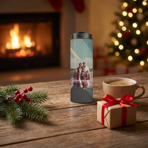 Personalized happy holidays family photo water Thermal Tumbler