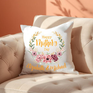 Personalized Happy Mother’s Day Floral Pillow