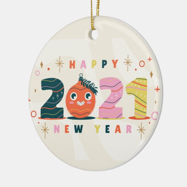 Personalized Happy New Year 2021 Ceramic Ornament (Left)