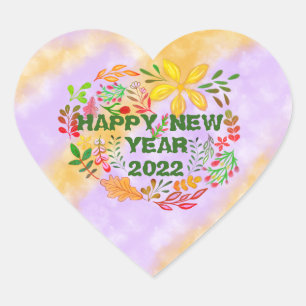 PERSONALIZED HAPPY NEW YEAR 20XX HEART STICKER