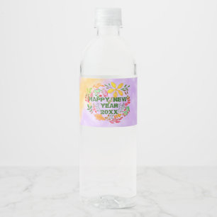 PERSONALIZED HAPPY NEW YEAR 20XX WATER BOTTLE LABEL