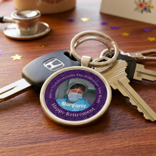 Personalized Happy Nurse Retirement Gifts Violet Key Ring
