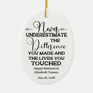 Personalized Happy Retirement quotes Ceramic Ornament