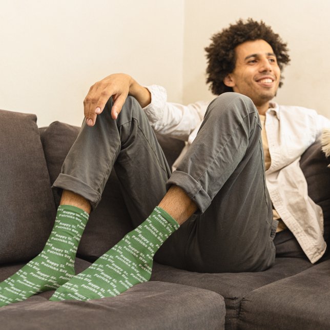 Personalized Happy St. Patricks Day Green Name Socks (Creator Uploaded)