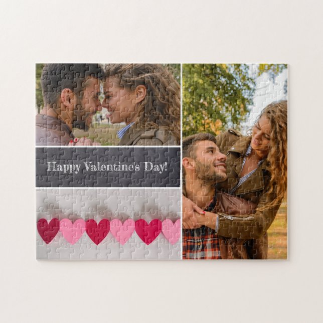 Personalized Happy Valentine's Day Photo Collage Jigsaw Puzzle (Horizontal)