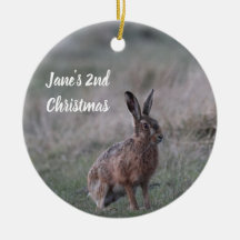 Personalized Hare Photo Christmas Ornament