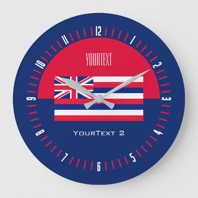 Personalized Hawaii State Flag on a Large Clock (Front)
