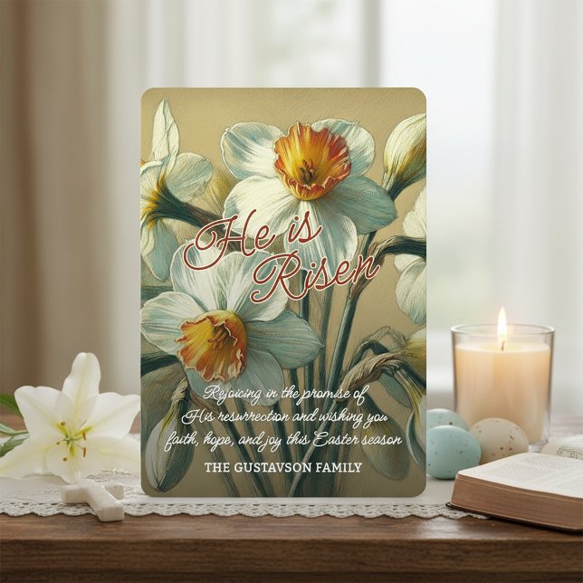 Personalized He Is Risen Daffodil Floral Card (Creator Uploaded)