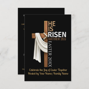 Personalized He Is Risen Easter Party Cross Invitation