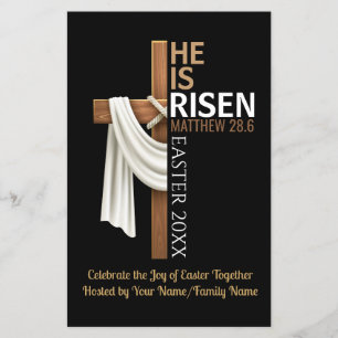 Personalized He Is Risen Easter Party Invitation Flyer