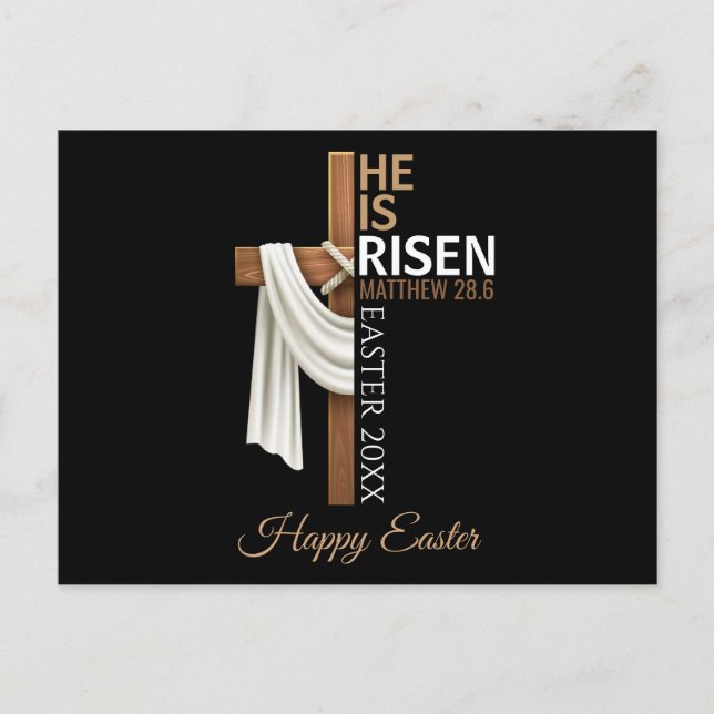 Personalized He Is Risen Happy Easter Christian Postcard (Front)