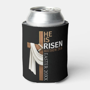 Personalized He Is Risen Vintage Easter Cross Can Cooler