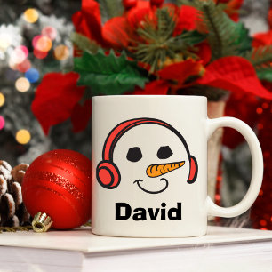 Personalized Headphones Music Snowman Coffee Mug