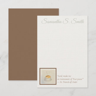 Personalized Heart Coffee Cup Flat Note Card